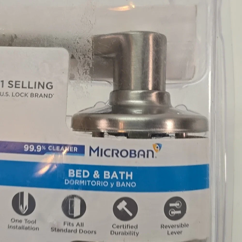 Kwikset Balboa Satin Nickel Privacy Handle Lock for Bedroom/Bath Microban